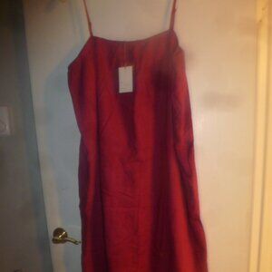 XL Linen blend Sundress w/straps and pockets Magenta  New   Sz XL